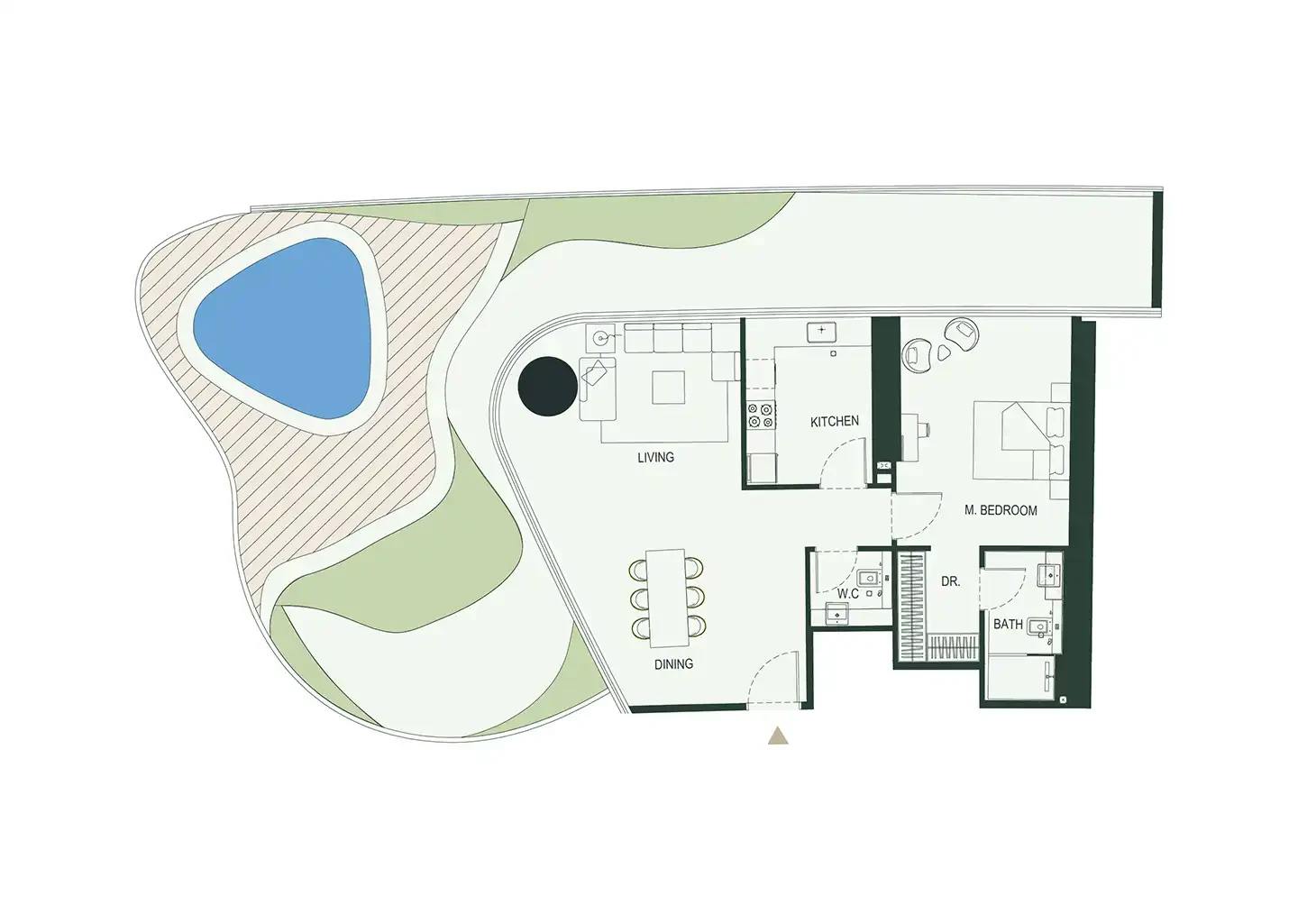 Binghatti Hills: official floor plan — 1 bedroom