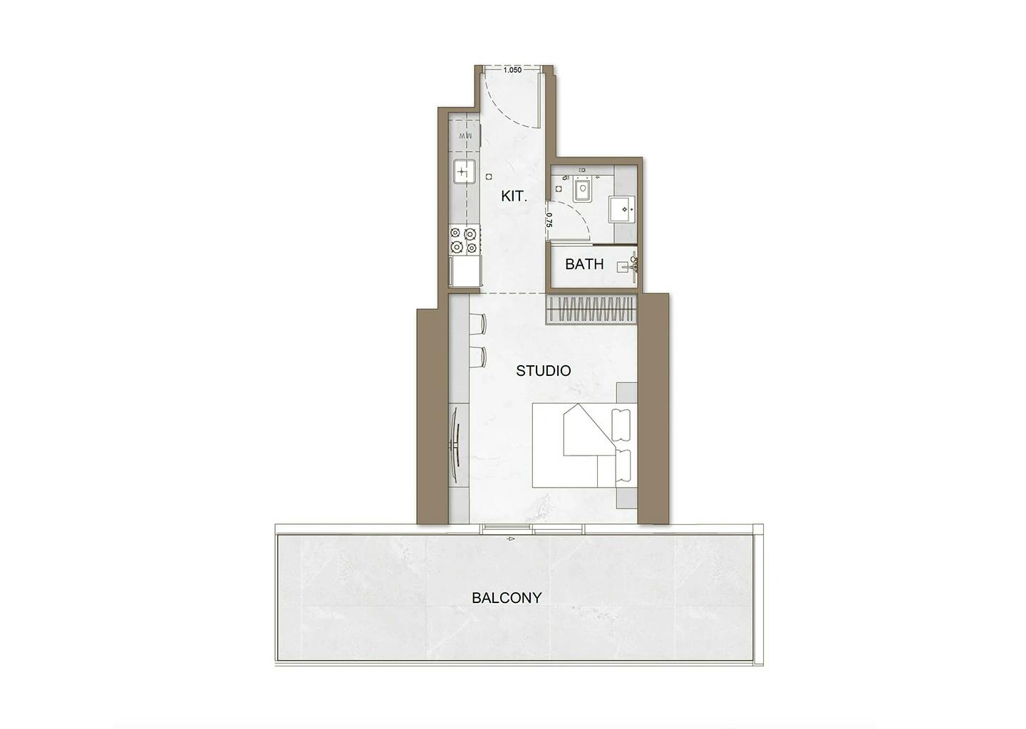 Binghatti Skyhall studio floor plan