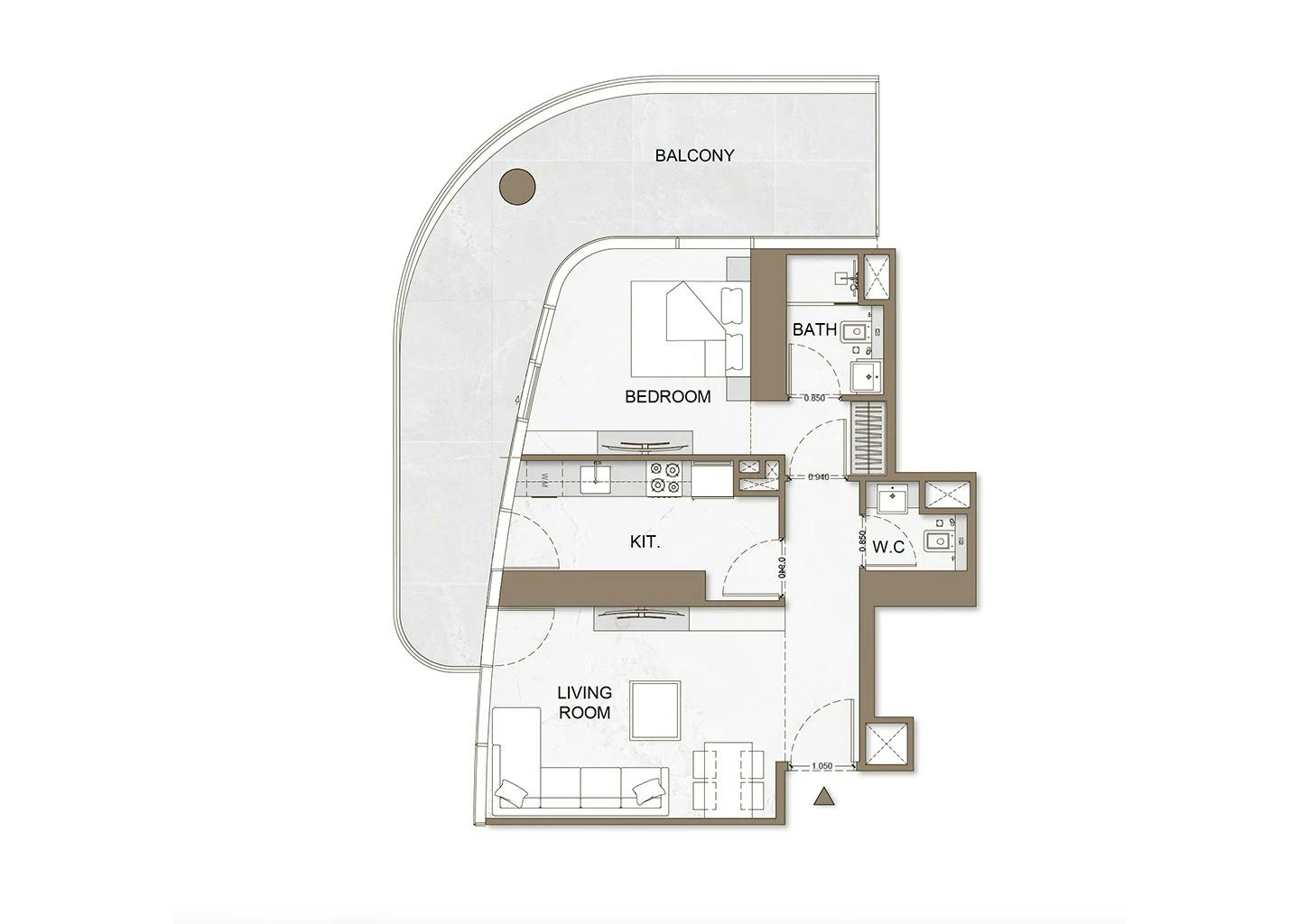 Binghatti Skyhall 1 bedroom floor plan